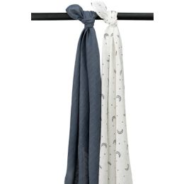 Meyco Swaddle Hydrofiel Moon Indigo 120 x 120 cm 2-Pack 
