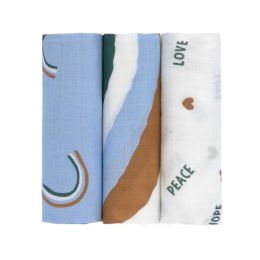 Lässig Swaddle Heavenly Soft Happy Rascals Sky Blue 80 x 80 cm 3-Pack