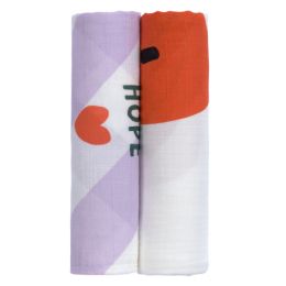 Lässig Swaddle Heavenly Soft Happy Rascals Heart Lavender 120 x 120 cm 2-Pack