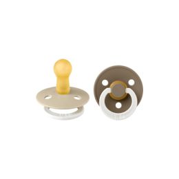 BiBs Glow In The Dark Fopspeen - Rond - 2 Stuks - 0-6 Mnd - Vanilla/Dark Oak 