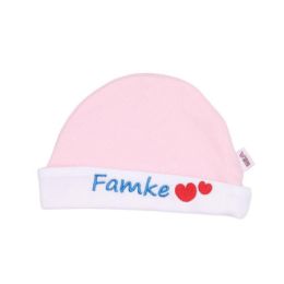 VIB Muts Rond Famke Roze-Wit 0-3mnd
