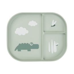 Done By Deer Foodie Compartment Plate Croco Green