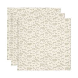 Jollein Multidoek Hydrofiel Animals Olive Green 70 x 70 cm 3-Pack