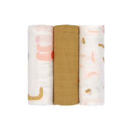 Lässig Heavenly Soft Swaddle L Little Mateys Spicy Orange 80 x 80 cm 3-Pack