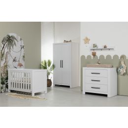 Interbaby Ledikant 60 x 120 - Commode 3 Laden - Hanglegkast 2-Deurs Malmo Wit