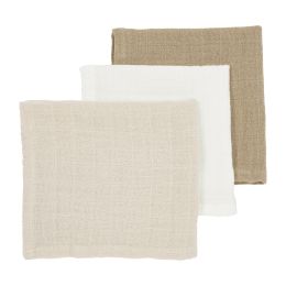 Meyco Monddoek Hydrofiel Pre-Washed Uni Offwhite/Soft Sand/Taupe 30 x 30 cm 3-Pack