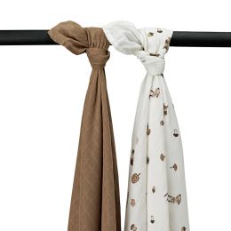 Meyco Swaddle Hydrofiel Forest Animals Toffee 120 x 120 cm 2-Pack 
