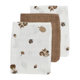 Meyco Washand Hydrofiel Forest Animals Toffee 20 x 17 cm 3-Pack 
