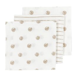 Meyco Multidoek Hydrofiel Dot Stripe Sand 70 x 70 cm 3-Pack
