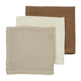 Meyco Monddoek Hydrofiel Pre-Washed Uni Offwhite/Sand/Toffee 30 x 30 cm 3-Pack