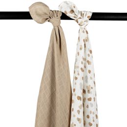 Meyco Swaddle Hydrofiel Stains Sand 120 x 120 cm 2-Pack