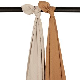 Meyco Swaddle Hydrofiel Pre-Washed Uni Sand/Toffee 120 x 120 cm 2-Pack