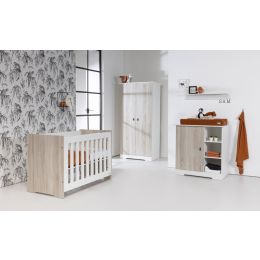 Interbaby Ledikant 60 x 120 - Commode 1 deur 3 vakken - Hanglegkast Rock