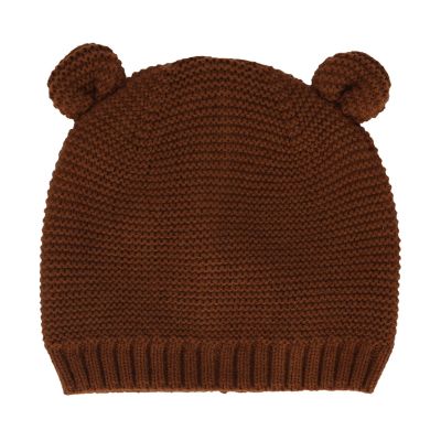 Sarlini Muts Knit Oortjes Mid Brown  6-12 maanden