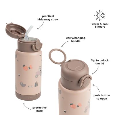 Done By Deer Thermos Drinkfles Rietje - 340 ml - Tiny Farm - Powder Done By Deer Thermos Drinkfles Rietje - 340 ml - Tiny Farm - Powder