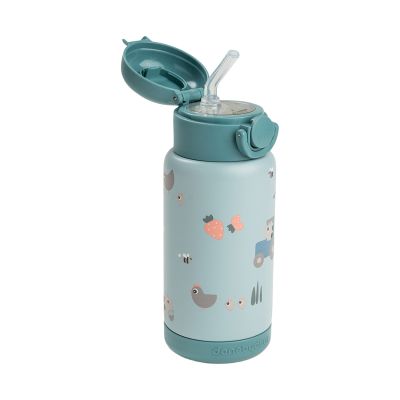 Done By Deer Thermos Drinkfles Rietje - 340 ml - Tiny Farm - Blue Done By Deer Thermos Drinkfles Rietje - 340 ml - Tiny Farm - Blue