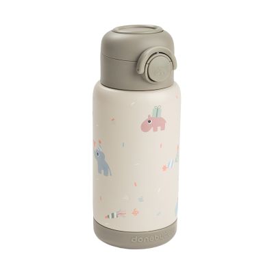 Done By Deer Thermos Drinkfles Rietje - 340 ml - Celebration - Sand Done By Deer Thermos Drinkfles Rietje - 340 ml - Celebration - Sand