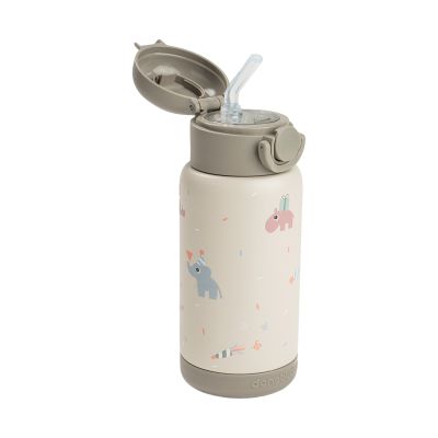 Done By Deer Thermos Drinkfles Rietje - 340 ml - Celebration - Sand Done By Deer Thermos Drinkfles Rietje - 340 ml - Celebration - Sand