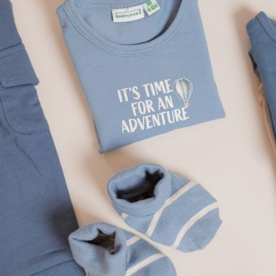 Babylook Striped Rib Slofjes - Newborn - Faded Denim 