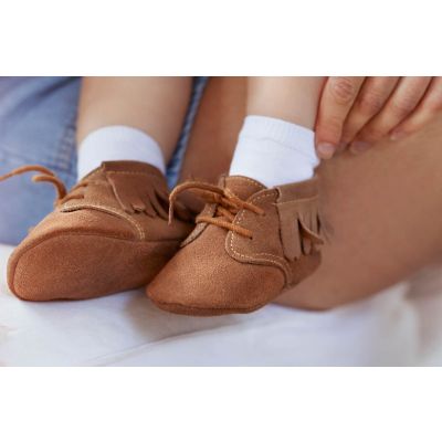XQ Little Shoes Schoentje Fringe Cognac