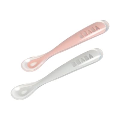 Béaba Lepel Set Siliconen Grey/Pink 4+ Maanden (2 Stuks)