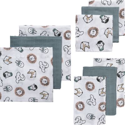 Meyco Starterset Luier - Monddoek - Washand Animal 9-Pack