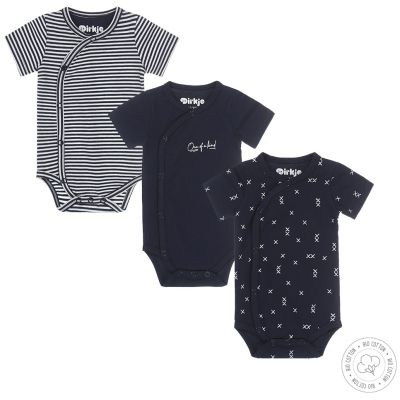 Dirkje Romper Korte Mouw 3-Pack Navy/Offwhite