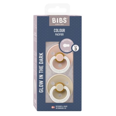 BiBs Glow In The Dark Fopspeen - Rond - 2 Stuks - 18+ Mnd - Blush/Vanilla BiBs Glow In The Dark Fopspeen - Rond - 2 Stuks - 18+ Mnd - Blush/Vanilla