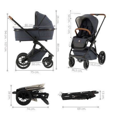 Qute Q-Rider Plus Kinderwagen 4-in-1 Denim Blue | Maxi-Cosi Cabriofix i-Size Essential Black