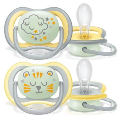 Philips Avent Fopspeen Ultra Air Geel Night 18mnd+ (2 stuks) SCF376/01
