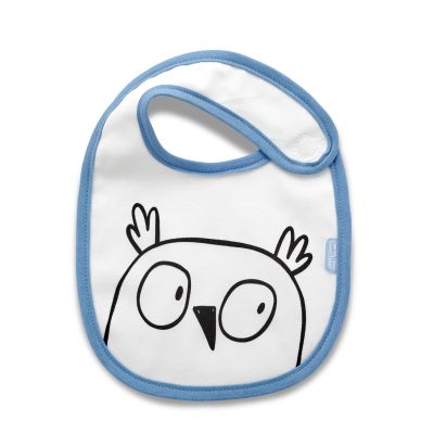 Babyjem Katoenen Slabbetje Wit / Blauw met Uil