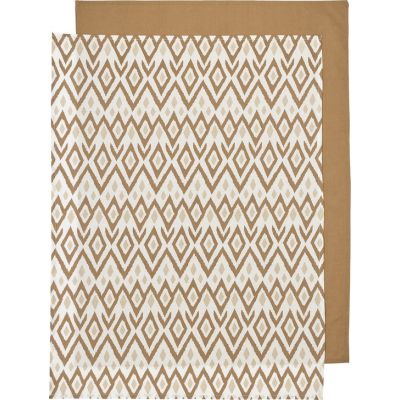 Meyco Wieglaken Ikat Sand / Uni Toffee 75x100cm 2-Pack