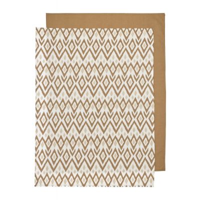 Meyco Ledikantlaken Ikat Sand / Uni Toffee 2-Pack 100x150cm