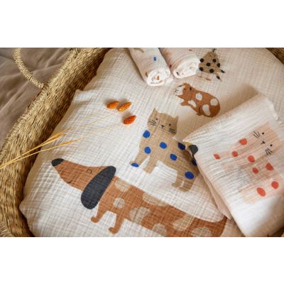 Lässig Heavenly Soft Swaddle L Little Mateys Spicy Orange 80 x 80 cm 3-Pack