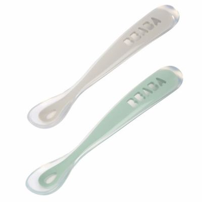 Béaba Lepel Set Siliconen Velvet Grey/Sage Green 4+ Maanden (2 Stuks)