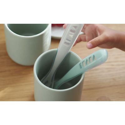 Béaba Lepel Set Siliconen Velvet Grey/Sage Green 4+ Maanden (2 Stuks)