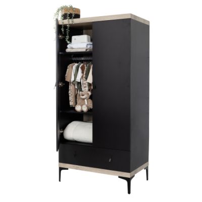 Interbaby Hanglegkast 2-Deurs Strips Zwart Interbaby Hanglegkast 2-Deurs Strips Zwart