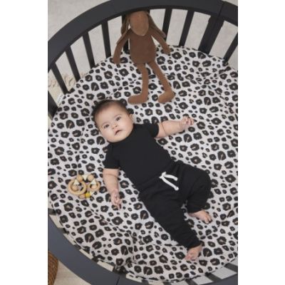 Meyco Boxkleed Rond Leopard Sand Melange 95cm