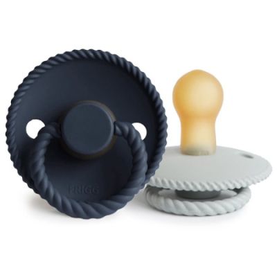 Frigg Fopspeen Rope Silver Gray/Dark Navy T1 0-6mnd (2 stuks)