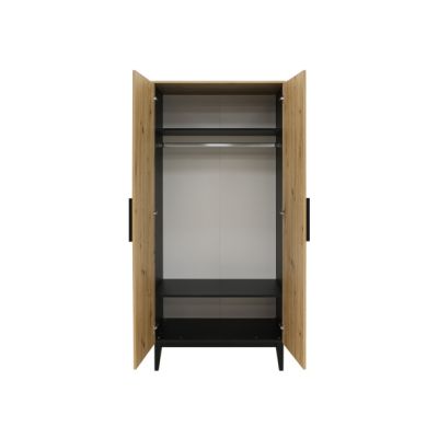 ToiToiKids Hanglegkast 2 Deurs Xem Mat Zwart/Eiken ToiToiKids Hanglegkast 2 Deurs Xem Mat Zwart/Eiken