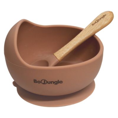 Bo-Jungle B-Suction Bowl Silicone + Lepel Terracotta