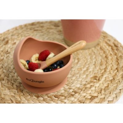 Bo-Jungle B-Suction Bowl Silicone + Lepel Terracotta