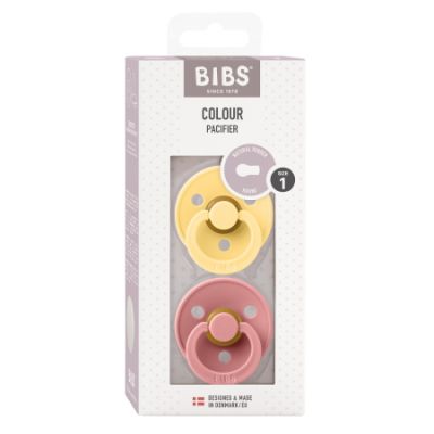 Bibs Fopspeen Latex Round 0-6 mnd Pale Butter / Dusty Pink (2-Pack)
