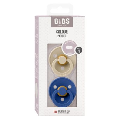 Bibs Fopspeen Latex Round 0-6mnd Vanilla / Cornflower (2-Pack)

