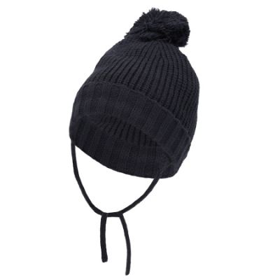 Sarlini Muts Knit Pompon Navy 0-6 maanden