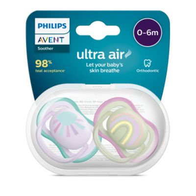 Philips Avent Fopspeen Ultra Air Sun / Rainbow - Purple 0-6mnd (2 stuks) SCF085/59
