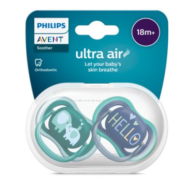 Philips Avent Fopspeen Ultra Air Elephant / Hello 18mnd+ (2 stuks) SCF349/18
