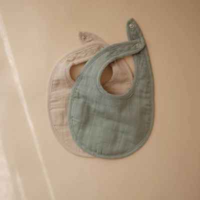 Mushie Slab Muslin Roman Green/Fog 2-Pack