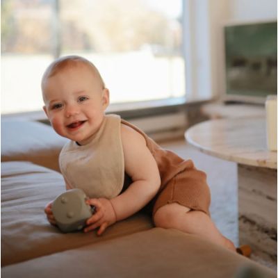 Mushie Slab Muslin Tan/Fog 2-Pack