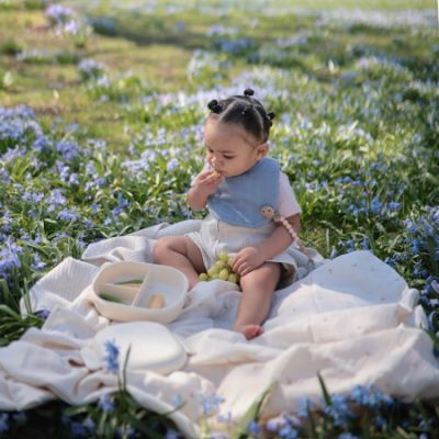 Mushie Slab Muslin Tradewinds/Baby Blue 2-Pack